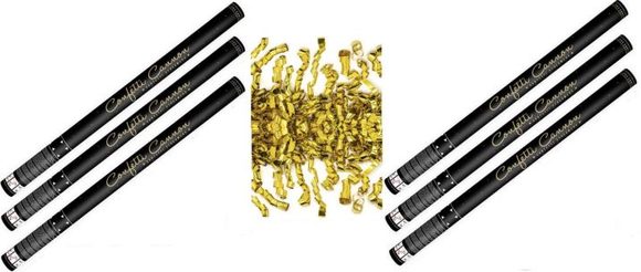 Konfety 80cm - 6ks ZLATÉ STUŽKY - HOBLINKY METALICKÉ - Silvestr