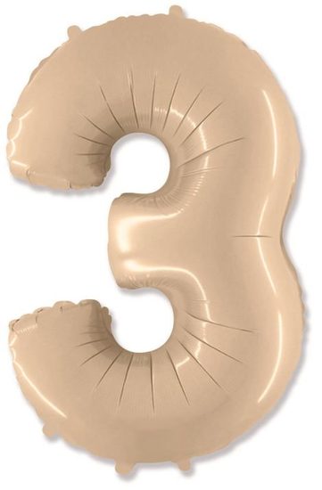 Balón foliový číslice KRÉMOVÁ - 102 cm - 3