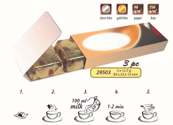 Reklamní horká čokoláda po 3ks v reklamní krabičce s vaším motivem/logem - od 100 ks