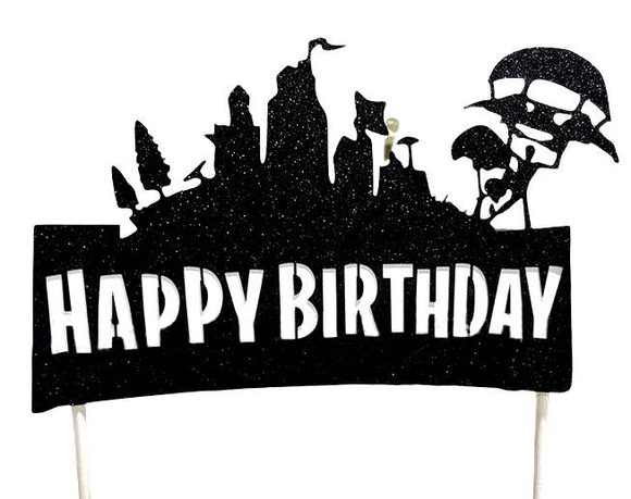 Zápich do dortu Fortnite město - Happy Birthday