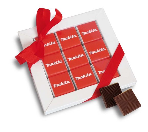 Reklamní čokoládová sada 18x5g (9x5g), stuha s vaším motivem/logem - od 250 ks