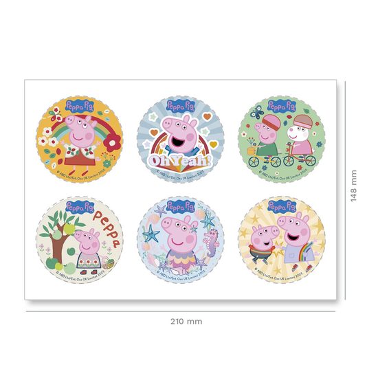 6ks dekorací na cupcake Prasátko Pepa 5,8cm