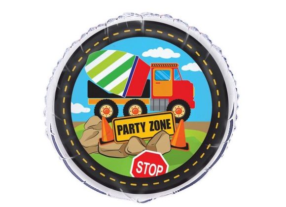 Foliový balonek kulatý Auto - domíchávač - stavba - staveniště - 45 cm