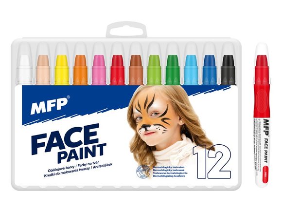 Sada bezpečných barev na obličej Face Paint - 12 ks