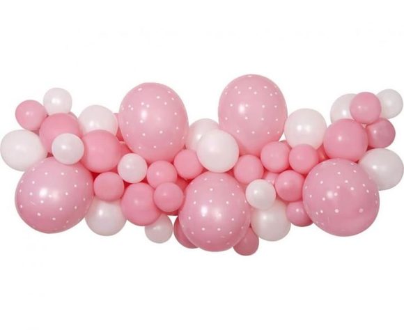 Balónková girlanda - Sada baby růžovobílá 300 cm - 65 ks - Baby shower