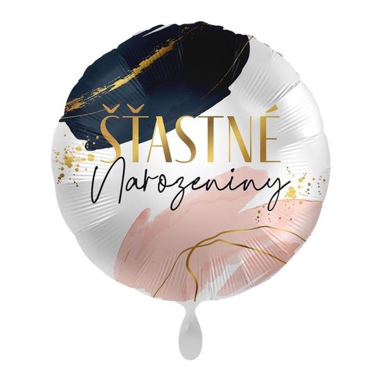 Balon foliový Štastné narozeniny - kulatý - 43 cm