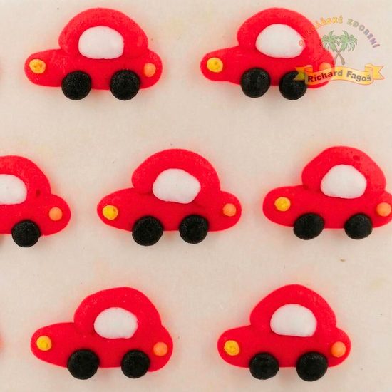Cukrové dekorace červená autíčka