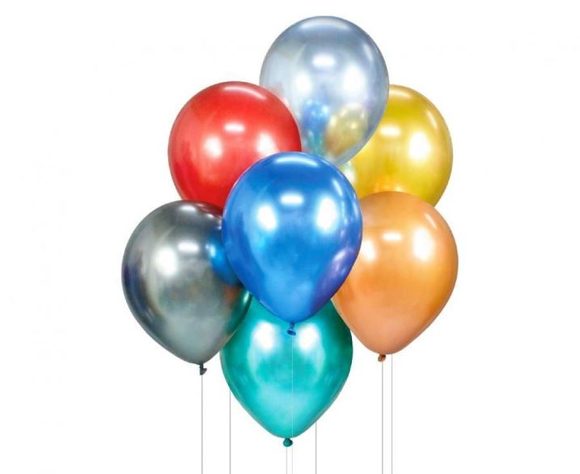 Sada latexových balónků - chromovaná mix barev - 7 ks - 30 cm