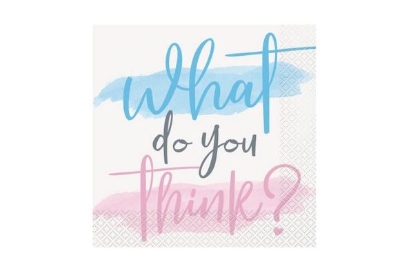 Ubrousky Gender reveal - Boy or Girl - Kluk nebo holka - 32 x 32 cm - 16 ks