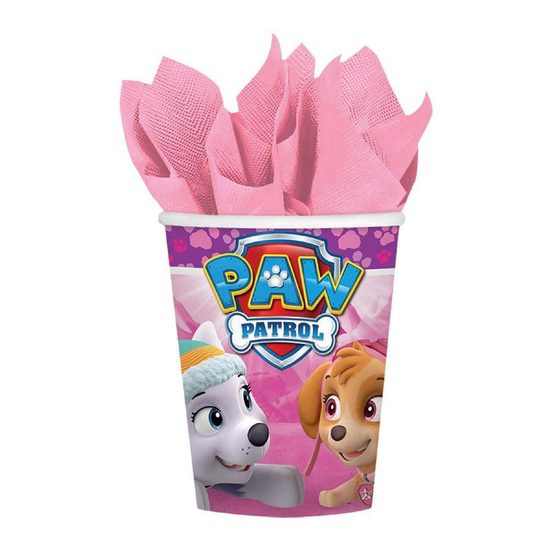 Kelímky papírové 8ks Paw Patrol růžové 250 ml
