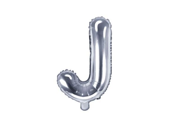 Balón foliový písmeno "J", 35 cm, stříbrný (NELZE PLNIT HELIEM)