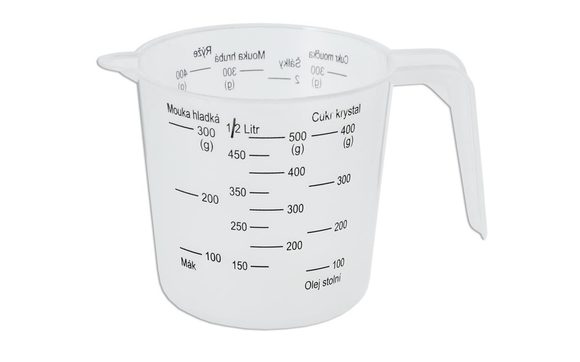 Odměrka plastová s potiskem měřítek - 0,5 l
