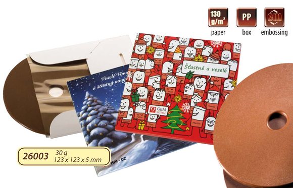 Reklamní čokoládové cd 35g v papírové krabičce s vaším motivem/logem - od 250 ks
