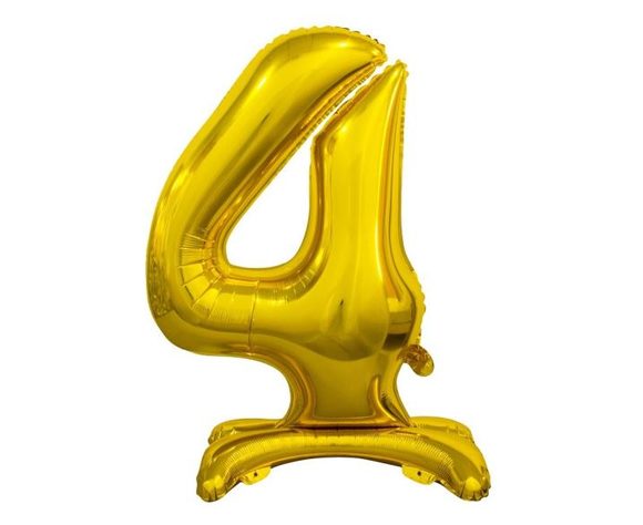 Balón foliový číslice ZLATÁ na podstavci, 74 cm - 4