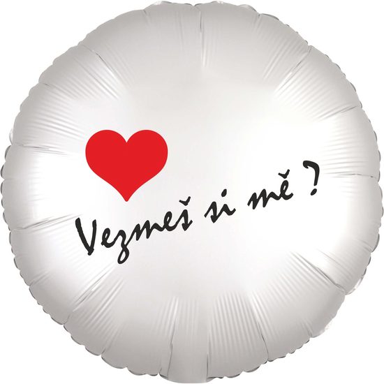 Balónek fóliový bílý kruh Vezmeš si mě?