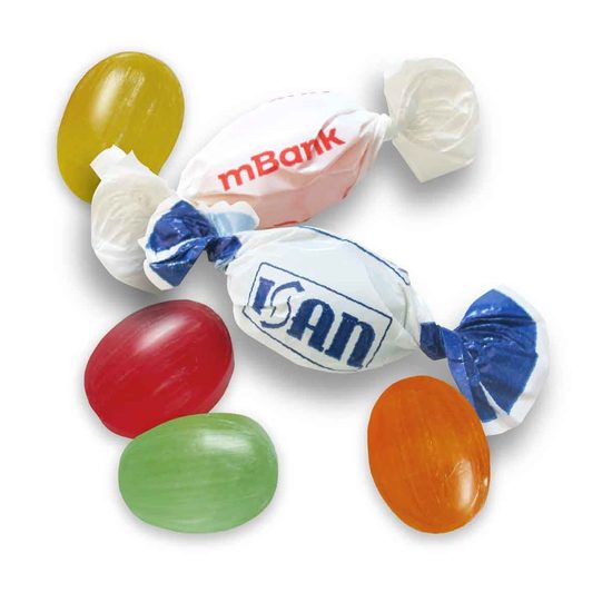 Reklamní twistové bonbóny - jednobarevné - s vaším motivem/logem 5 kg