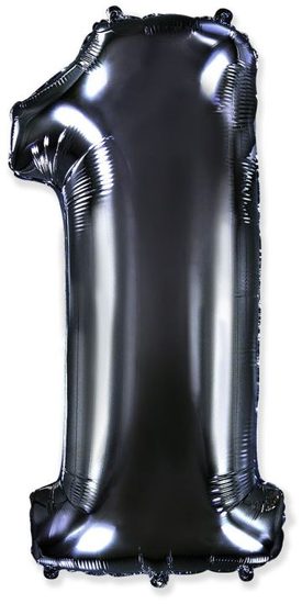 Balón foliový číslice ČERNÁ - BLACK 102 cm - 1