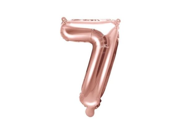 Balón foliový číslice růžovozlatá - Rose Gold 35 cm - 7 (NELZE PLNIT HELIEM)