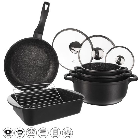 Sada nepřilnavých hrnců, pekáče a pánve Grande - 9 dílů