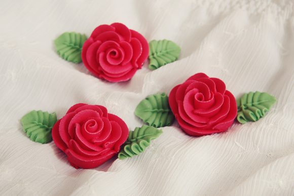 Cukrová růže velká s lístky modrá (3 ks)