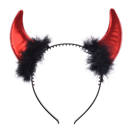 Rohy čerta dětské s peřím - čelenka - Vánoce