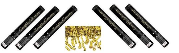 Konfety 40cm - ZLATÉ STUŽKY - HOBLINKY - METALICKÉ - Silvestr - 6 ks