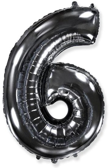 Balón foliový číslice ČERNÁ - BLACK 102 cm - 6