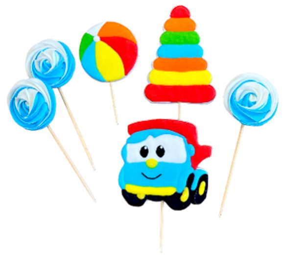 Autíčko s lízátky – cukrová dekorace na dort