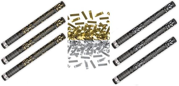 Konfety 60 cm ZLATÉ metalické 3ks, STŘÍBRNÉ metalické 3 ks
