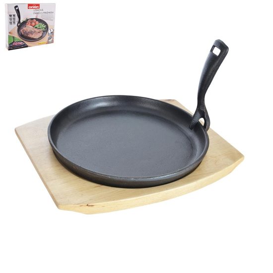 Pánev litinová s prkénkem 22 cm