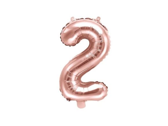Balón foliový číslice růžovozlatá - Rose Gold 35 cm - 2 (NELZE PLNIT HELIEM)