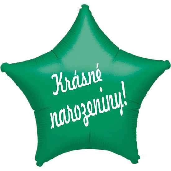 Balónek fóliový zelená hvězda Krásné narozeniny!