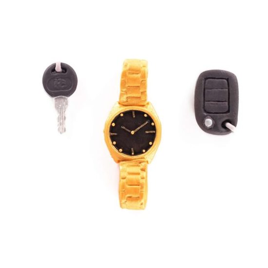 Sada cukrových dekorací – hodinky a dva klíče