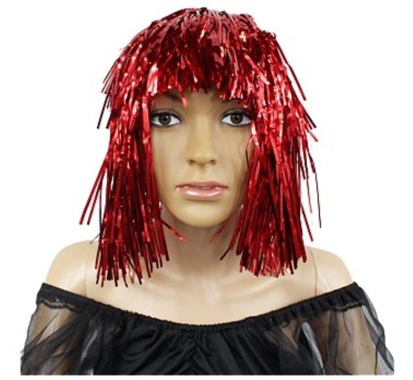 Paruka foliová červená