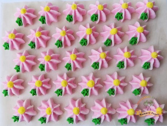 Cukrové ozdoby květy na platíčku 36