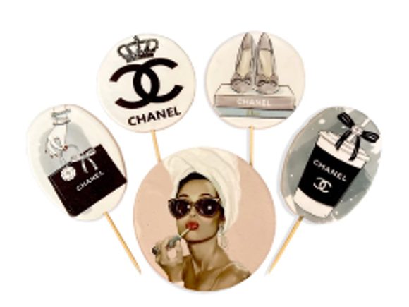 Cukrová dekorace na dort – sada „Coco Chanel“