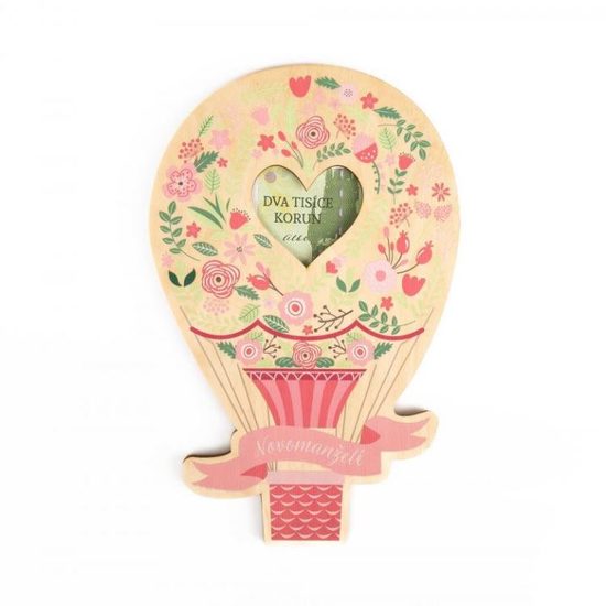 Kapsa dřevěná na peníze tvarovaná - svatba