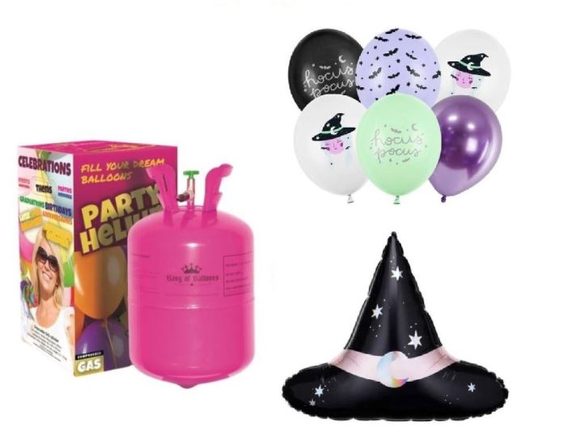 Helium a sada balónků - mix - čarodějnice - 7 ks - Halloween