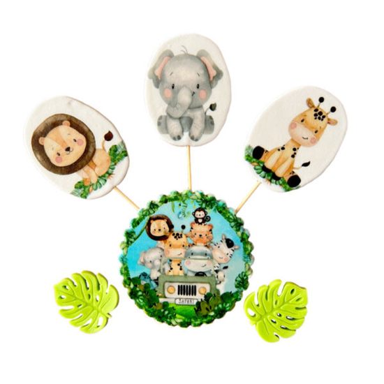 Sada cukrových dekorací – Safari (zvířátka na dort)