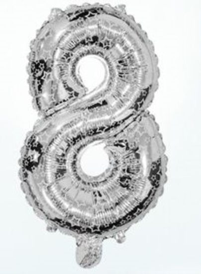 Balón foliový číslice stříbrná 35 cm - 8 (NELZE PLNIT HELIEM)