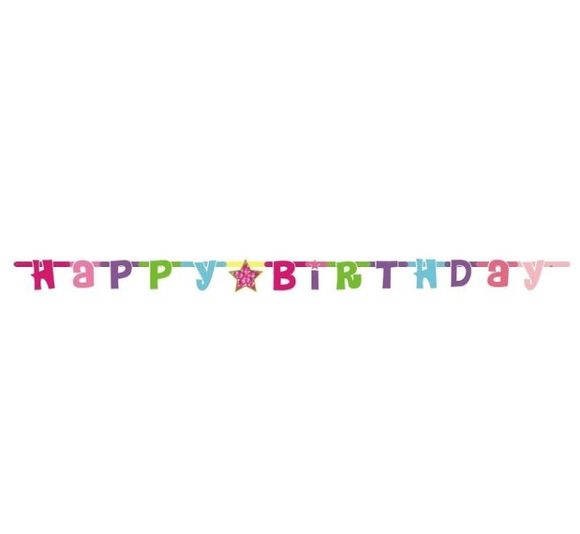 Happy Birtday girlanda 180 cm růžová