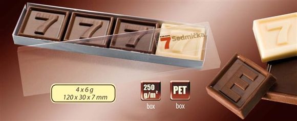 Reklamní čokoládová zpráva 4x6g s vaším motivem/logem - od 500 ks