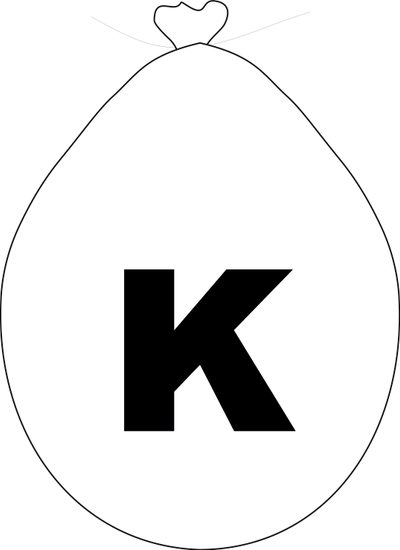 Balónek písmeno K bílé