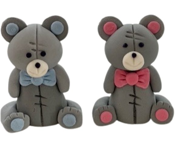 Cukrová dekorace na dort – Medvídek, modrý motýlek