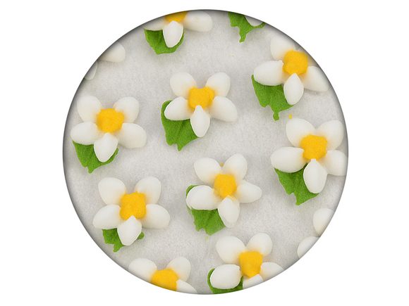 Cukrová dekorace - Květy jednoduché s lístkem 35ks bílé