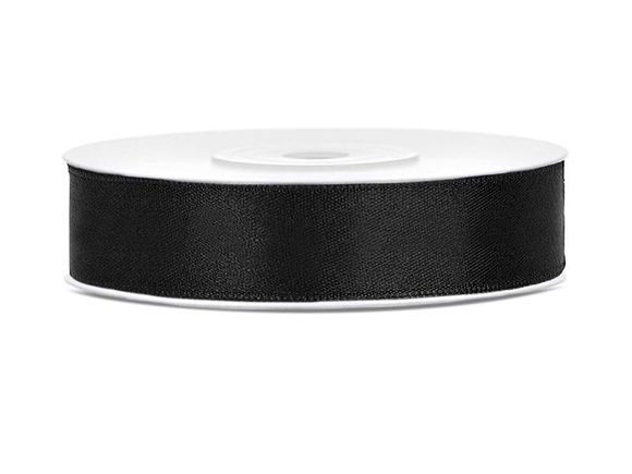 Saténová černá stuha 12mm/25m