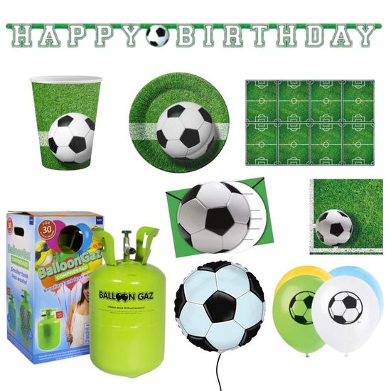 Dětská narozeninová sada Fotbal s balónky a heliem - 10 osob