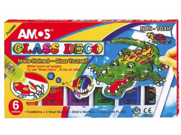 Barvy na sklo se šablonami - sada 6 ks