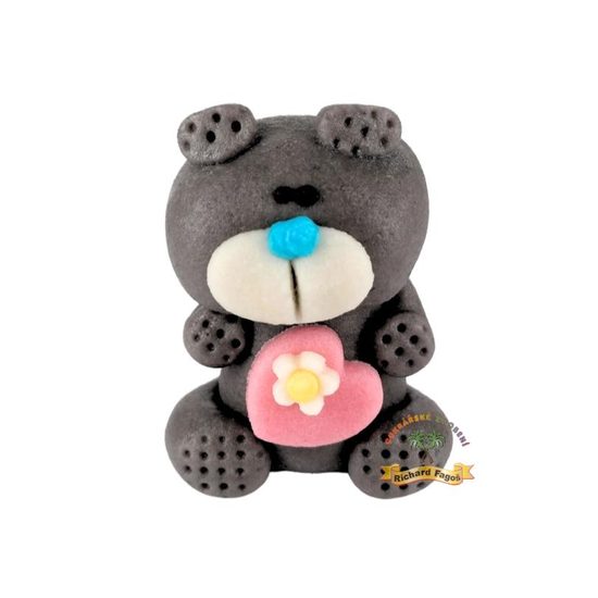 Figurka 3D 60g (medvídek šedý s růžovým srdíčkem)