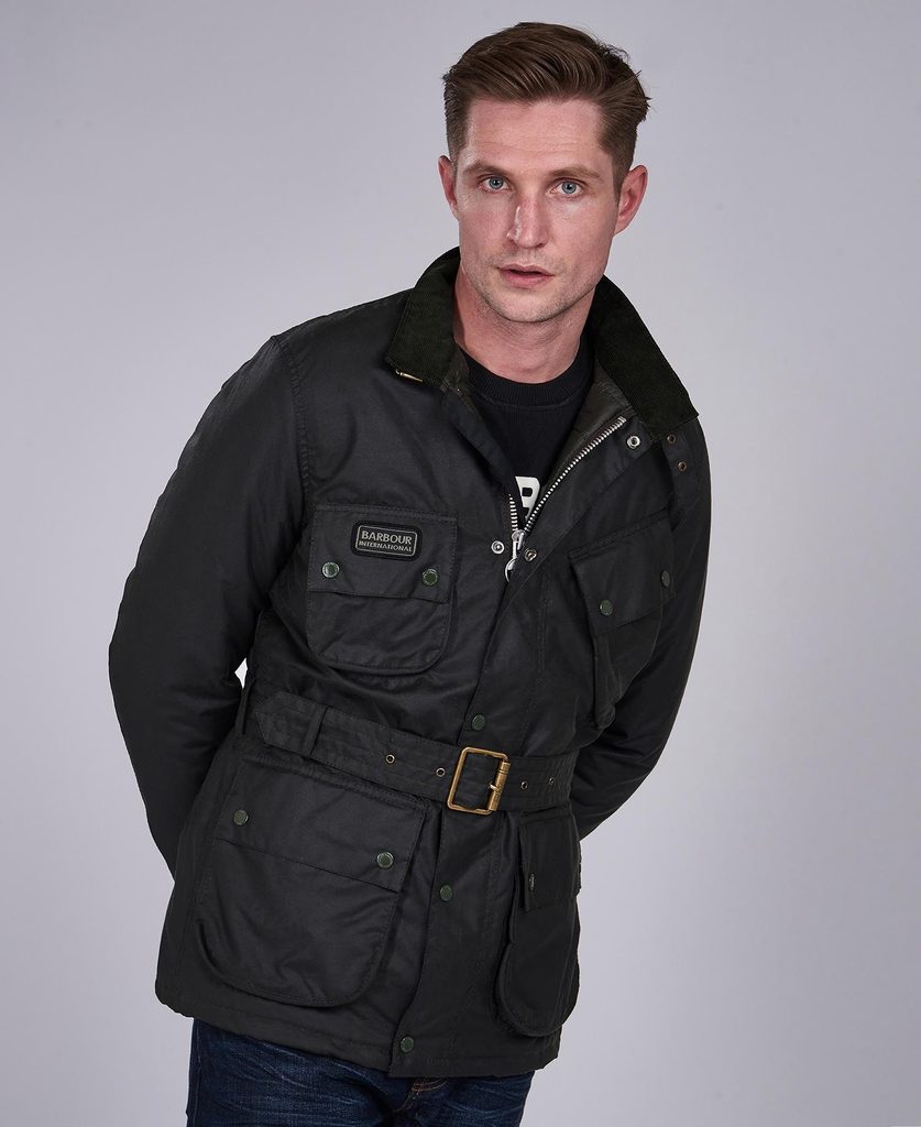 Gentleman Store - Zimná voskovaná motorkárska bunda Barbour International  Grid Casual Jacket - Sage - Barbour International - Bundy a kabáty -  Oblečenie